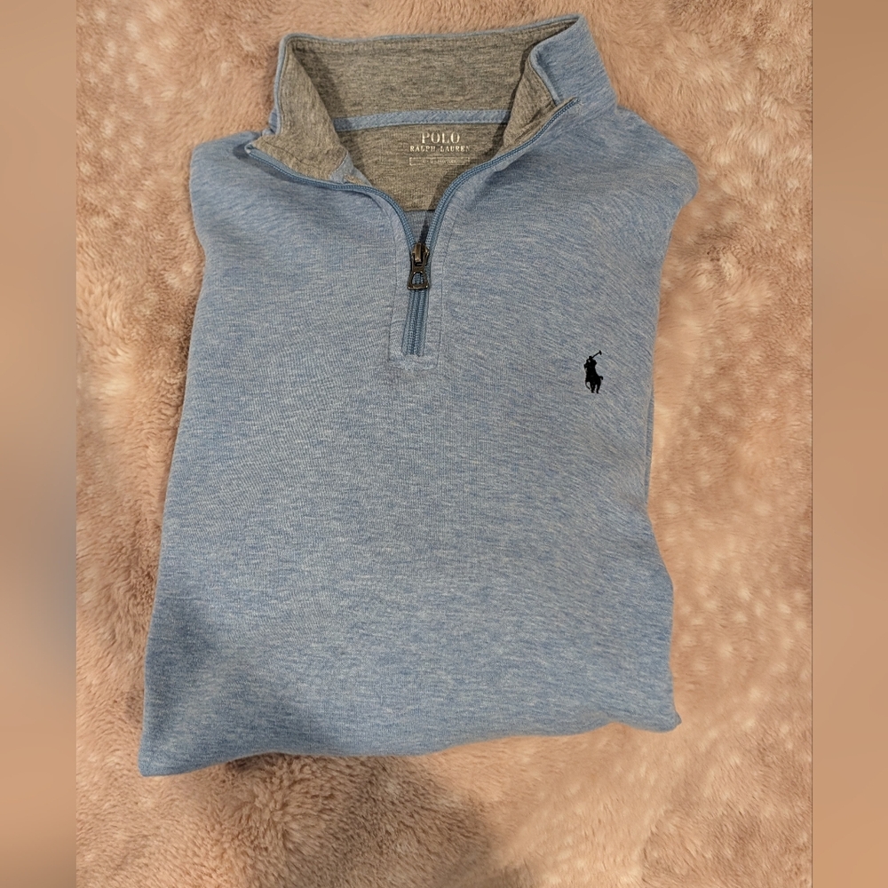 Polo by Ralph Lauren Men's Light Blue Zip-Up Sweater